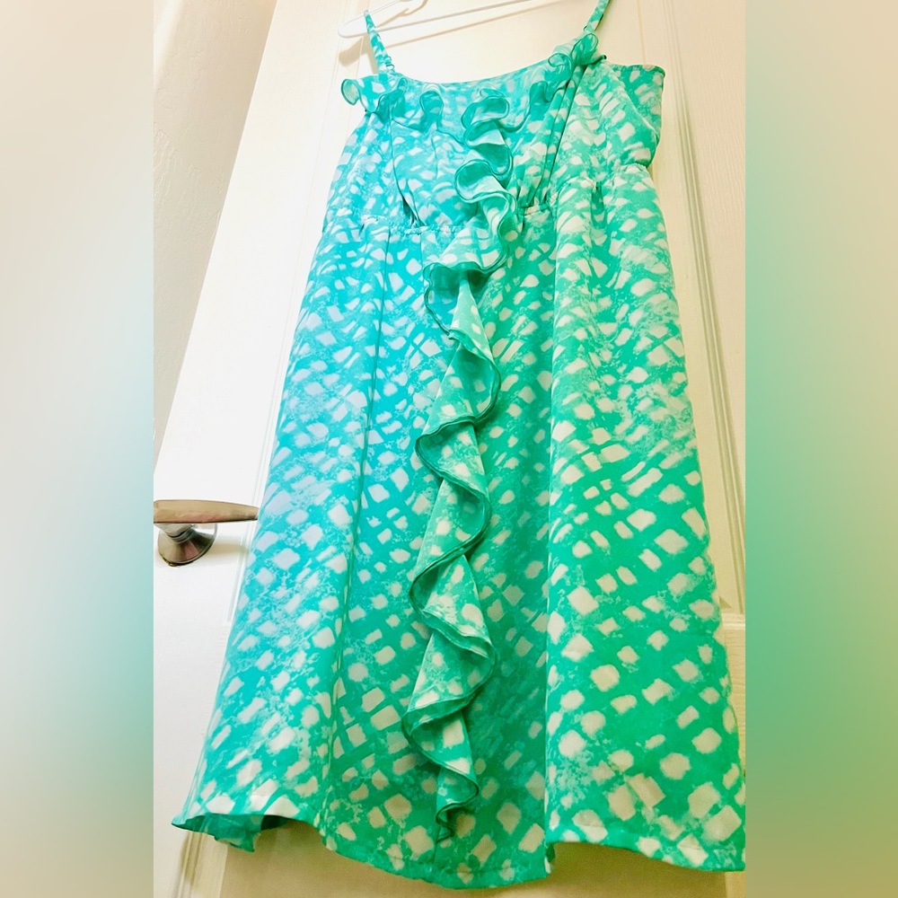 Lane Bryant Mint Green / Teal Summer dress, adjustable straps, elastic waistband - Picture 8 of 9